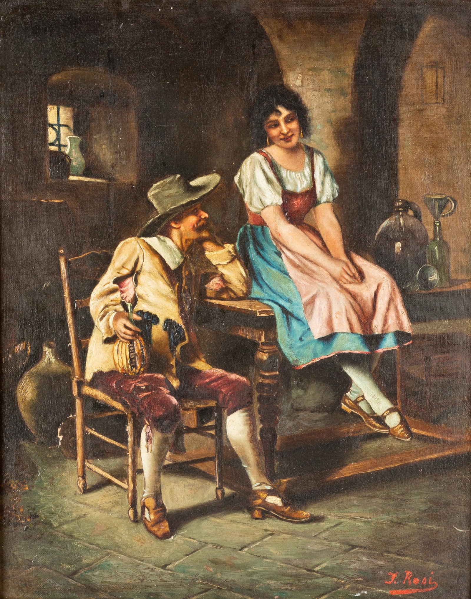 F. Rossi, Italian 19th Century Interior Scene (1 of 4)