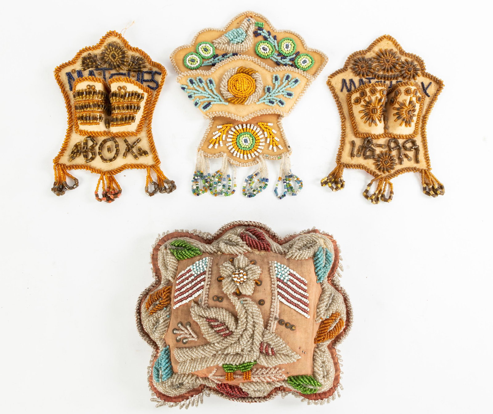 (4) Iroquois American Indian Beaded Pincushion & Match (1 of 1)