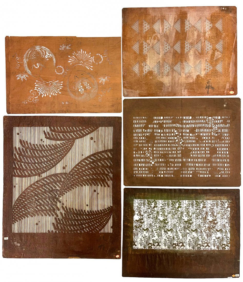 Group of Japanese Ise Katagami Stencils (1 of 3)