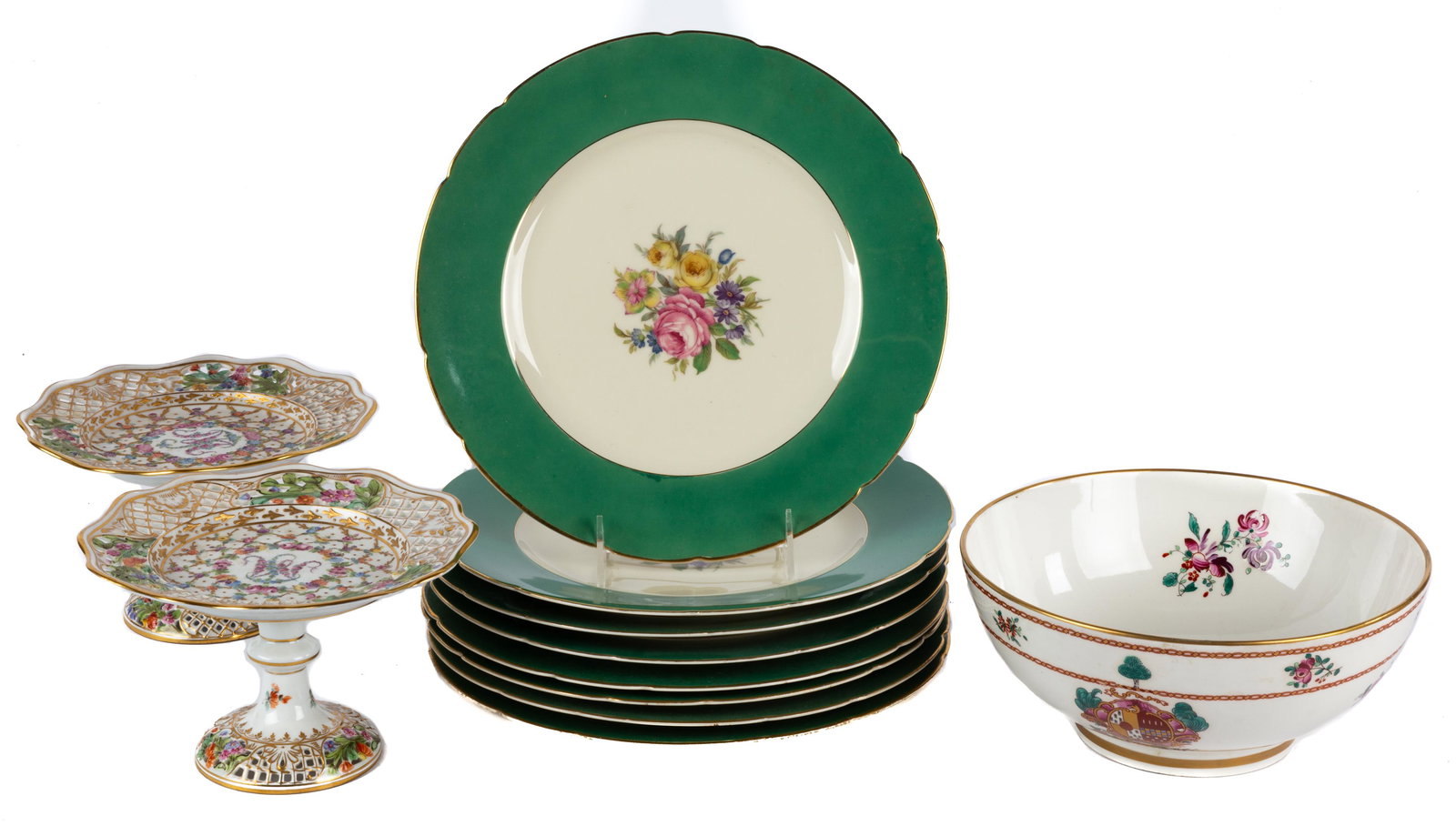 (8) KPM Royal Ivory Hand Painted Porcelain Plates (1 of 1)