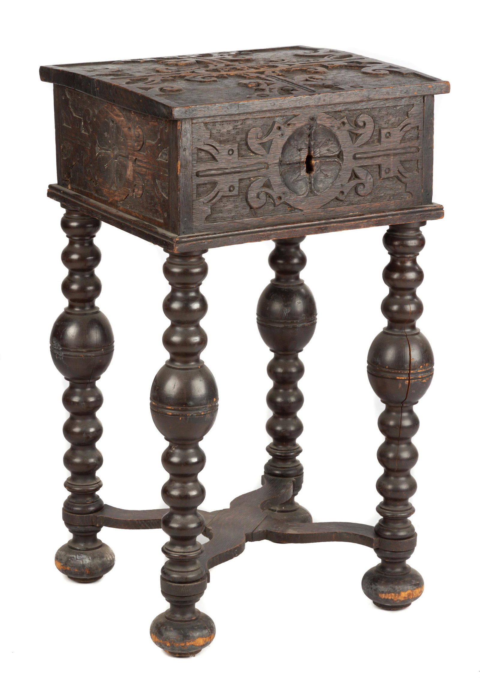 Early Carved Oak Document Box on William Mary Style (1 of 6)