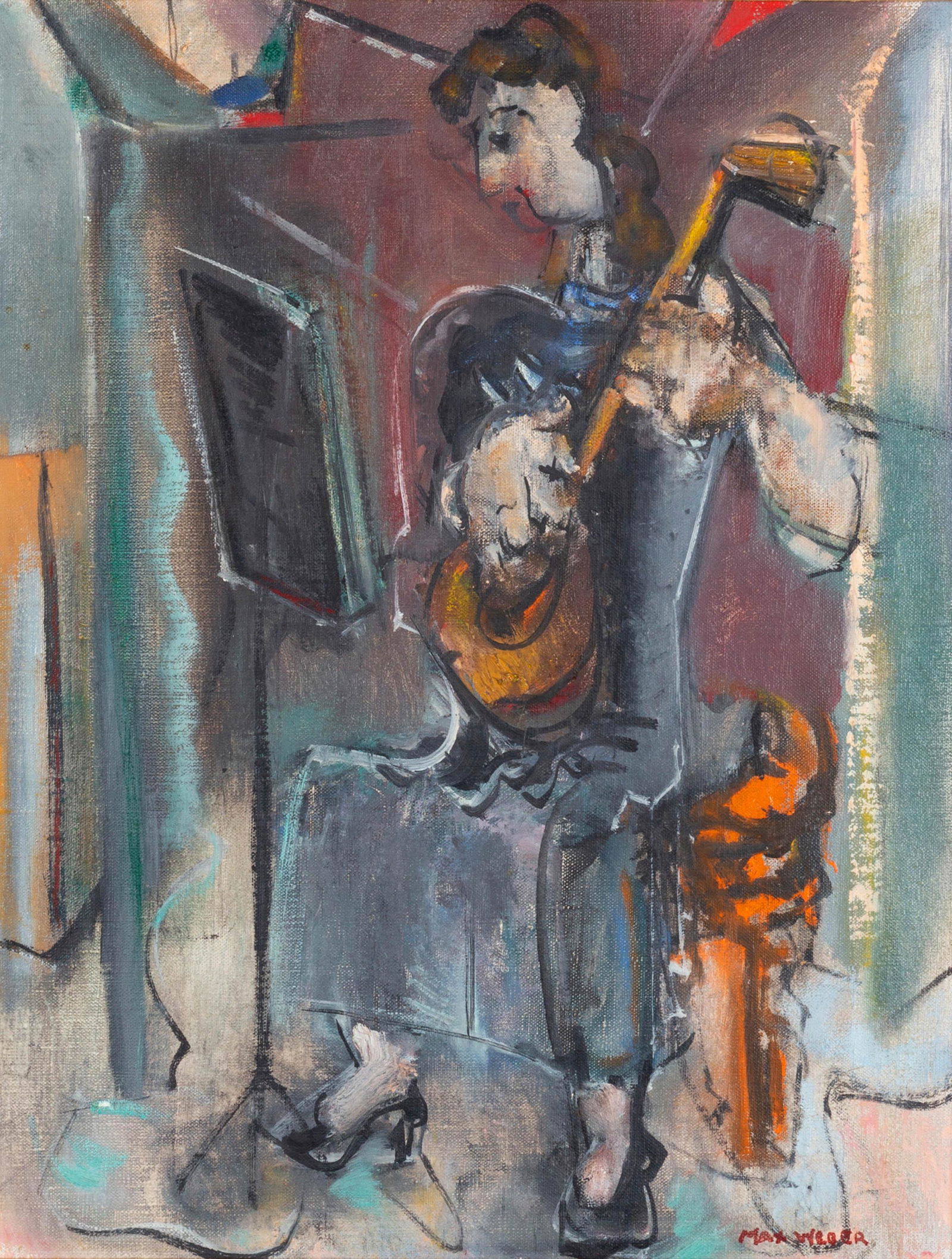 Max Weber (American, 1881-1961): Max Weber (American, 1881-1961) 1951. oil on canvas. signed 'Max Weber' (lower right). Inscription by the artist on back stretcher. Signed and dated September 16th, 1951. 18 x 14 in. Purchased from th