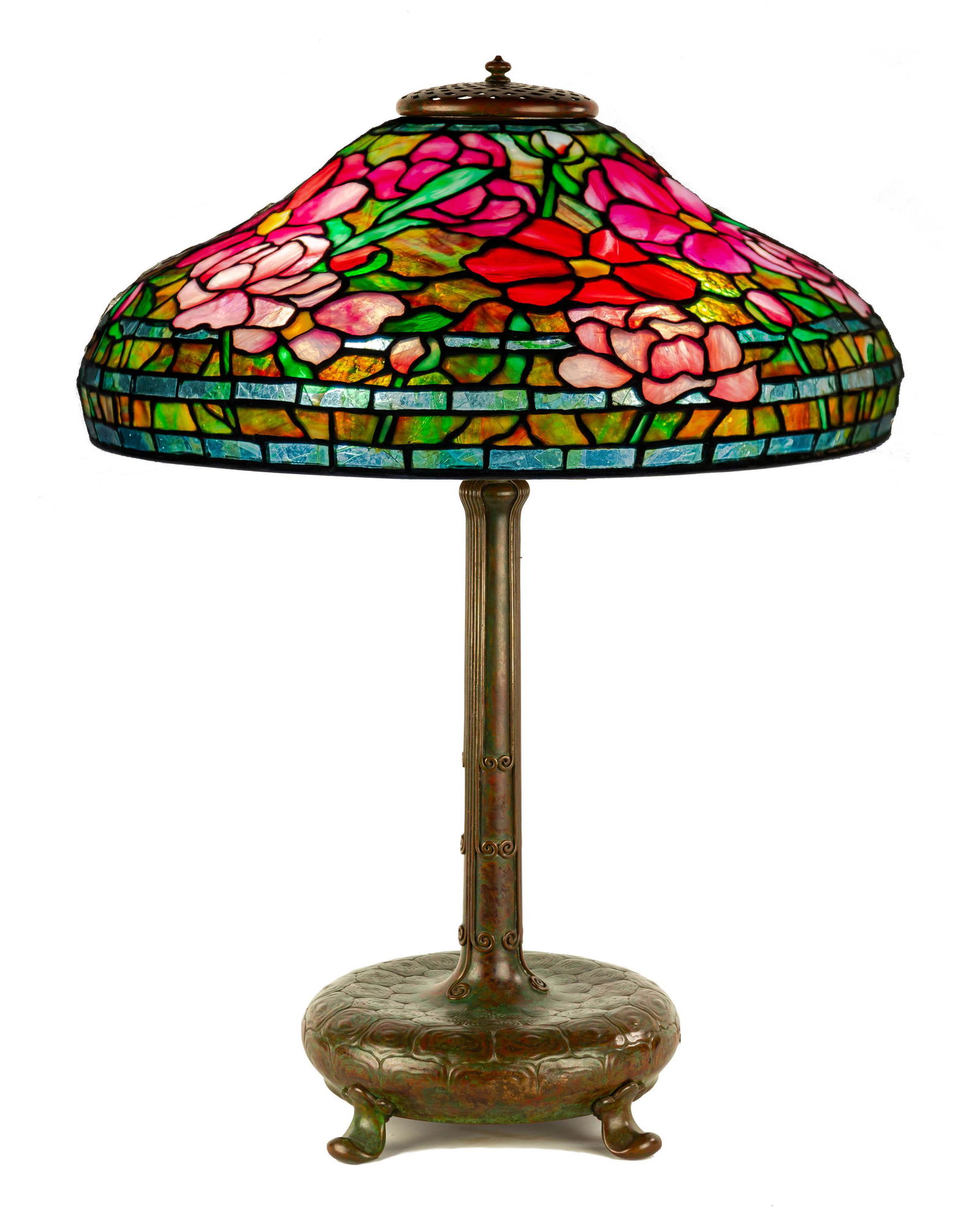 Tiffany Studios, New York "Peony" Table Lamp (#0126) on Mar 19, 2022 | Cottone Auctions in NY