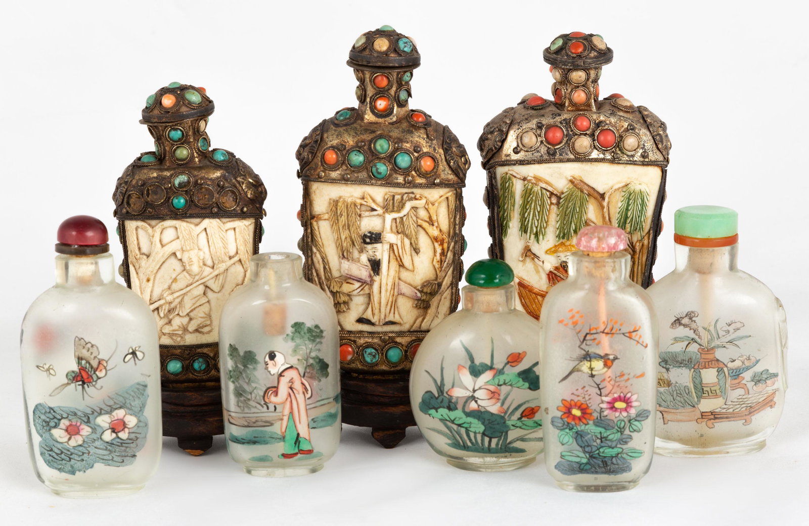 Various Chinese Snuff Bottles: Various Chinese Snuff Bottles Max Ht. 4 in.