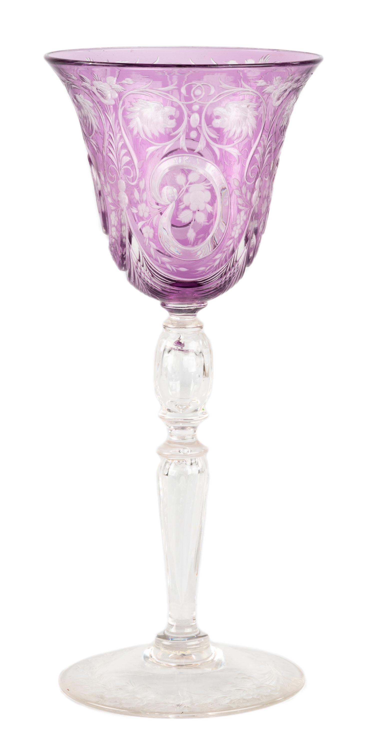 Steuben Amethyst Engraved Goblet (1 of 5)