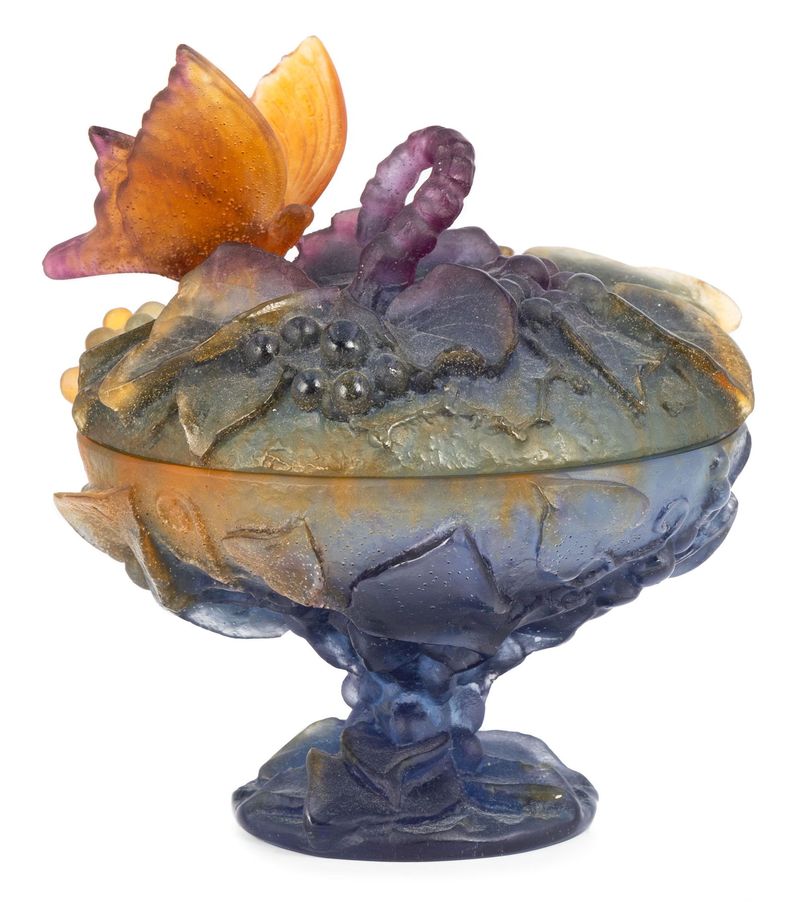 Daum Nancy Pate De Verre Covered Compote with Butterfly (1 of 3)