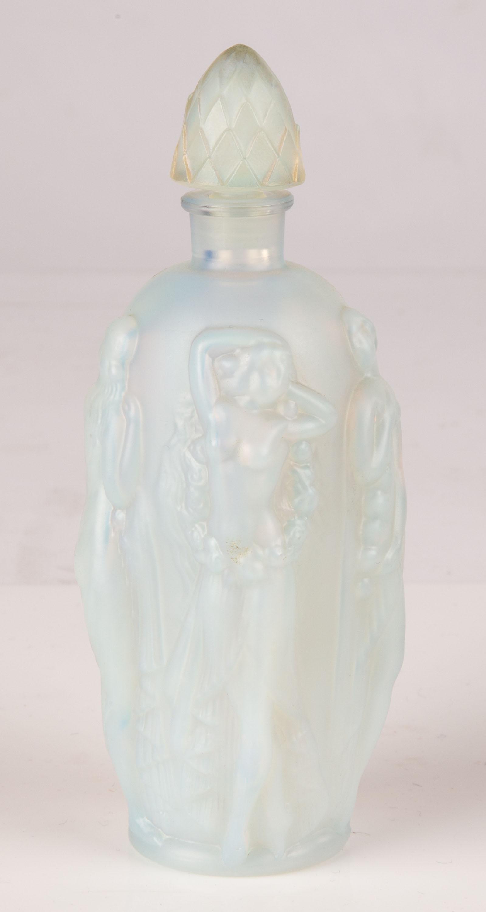 Sabino Opalescent Art Glass Perfume: Sabino Opalescent Art Glass Perfume France, early 20th century. Inscribed Sabino, France (on underside). Ht. 6 in. A Westchester county estate.