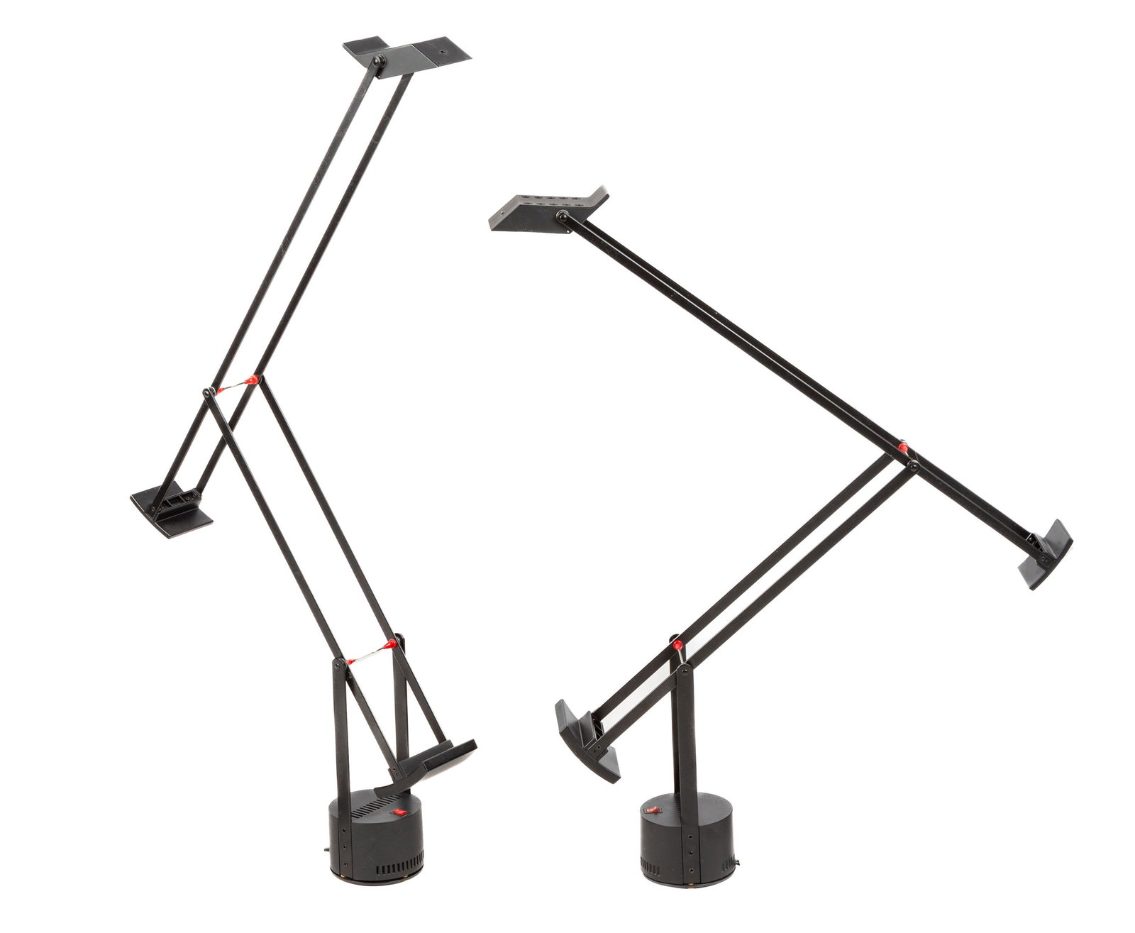 Richard Sapper for Artimide, Pair Tizio Desk Lamps: Richard Sapper for Artimide, Pair Tizio Desk Lamps 1980s, black enameled metal, plastic, halogen bulb. Max Ht. 45 in. The Sy & Lorraine Merrall Collection, Rochester, New York.