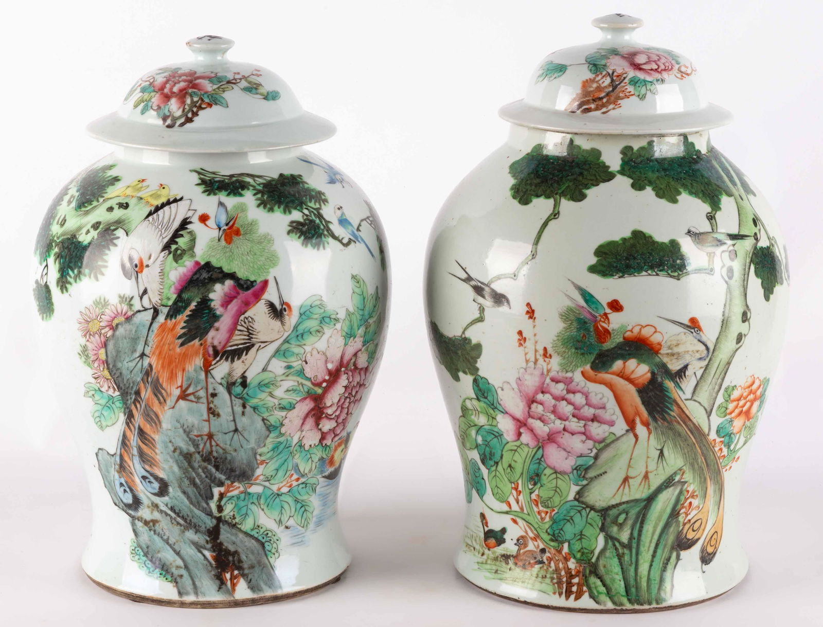 (2) Chinese Porcelain Baluster Covered Jars (1 of 5)