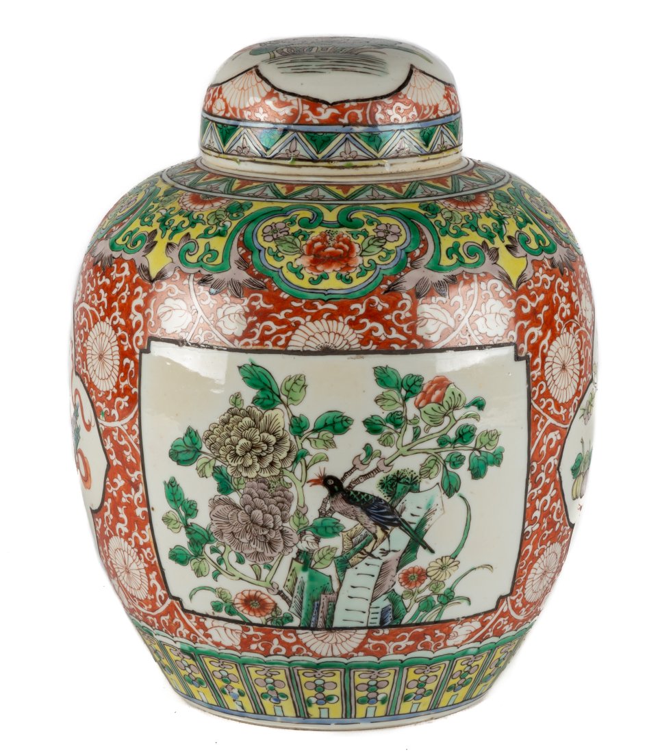 Chinese Porcelain & Enamel Ginger Jar (1 of 5)