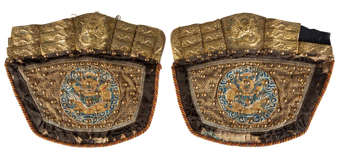 (2) Chinese Silk Embroidered Robe Accessories (1 of 3)