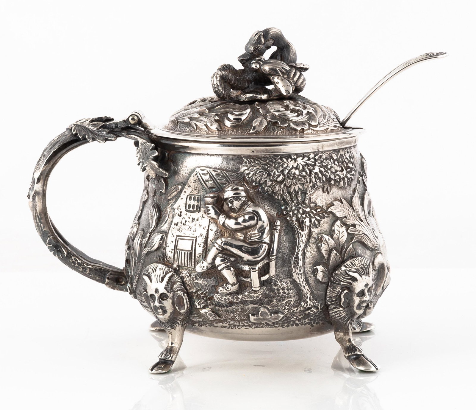 Rococo Sterling Silver Mustard Pot (1 of 6)