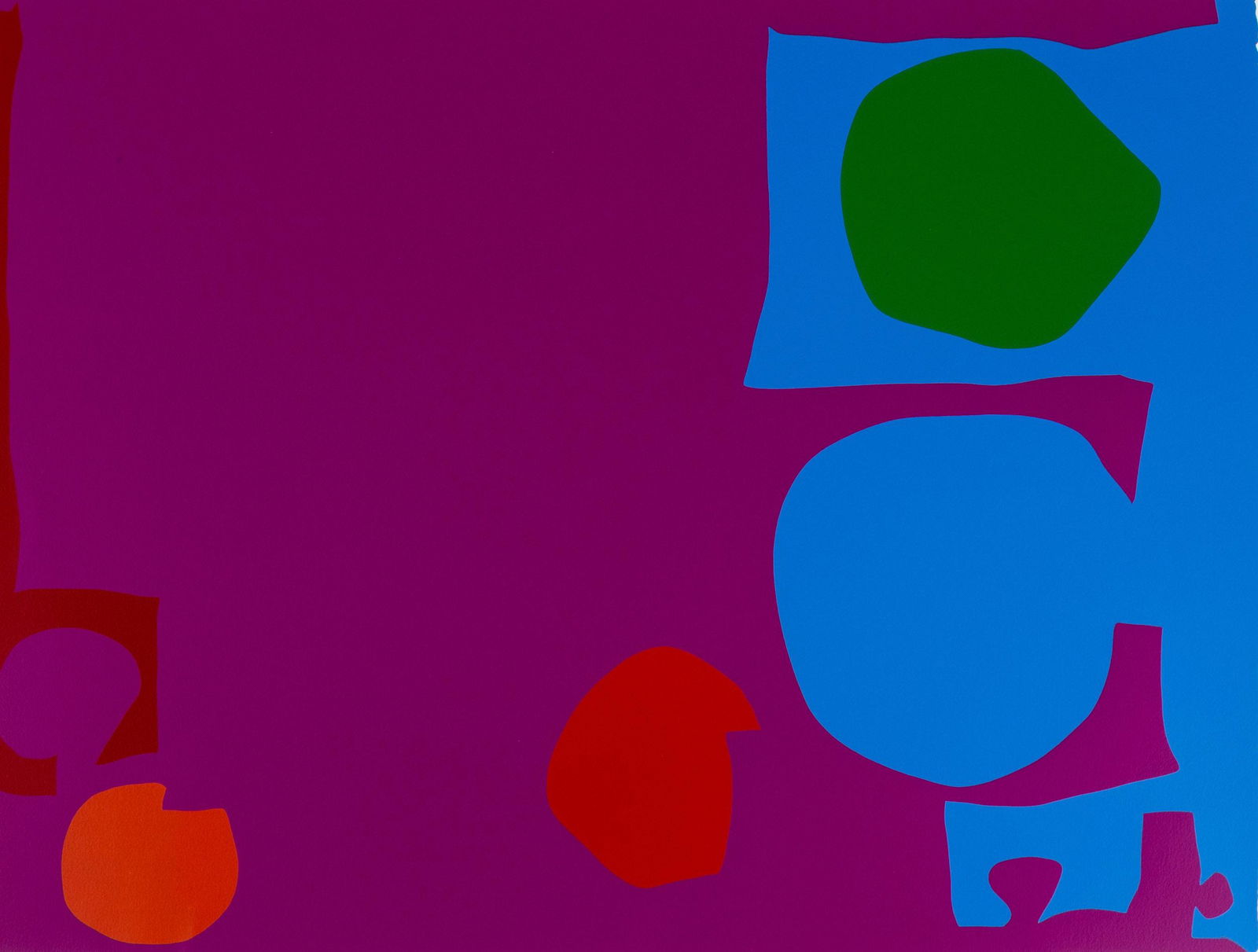 Patrick Heron (British, 1920-1999) "Three Reds in Magenta with Green in Blue": Patrick Heron (British, 1920-1999) "Three Reds in Magenta with Green in Blue" 1970, Screenprint on paper. Signed 'Patrick Heron' (lower right) and numbered edition 89/100. Unframed. 27 3/4 x 40 in. Pr