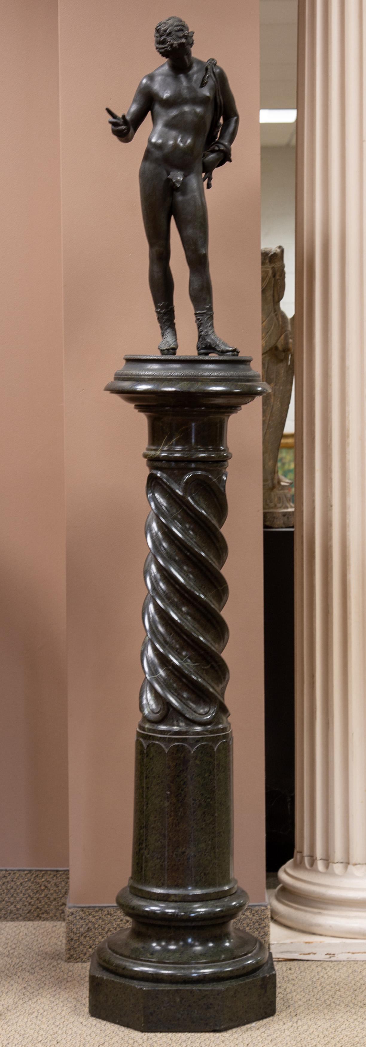Italian Bronze Model of Narcissus & Marble Pedestal (1 of 8)