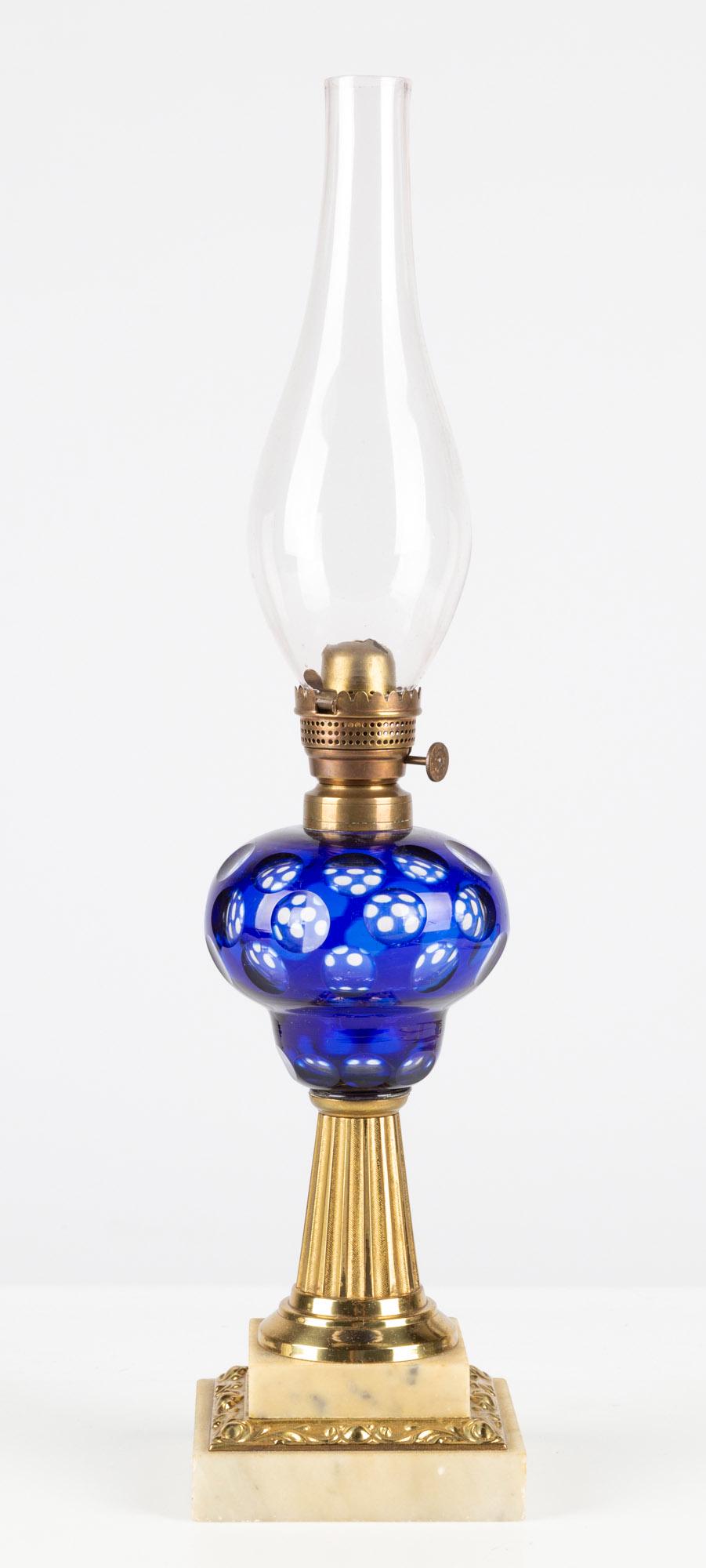 Blue Overlay Oil Lamp (1 of 2)