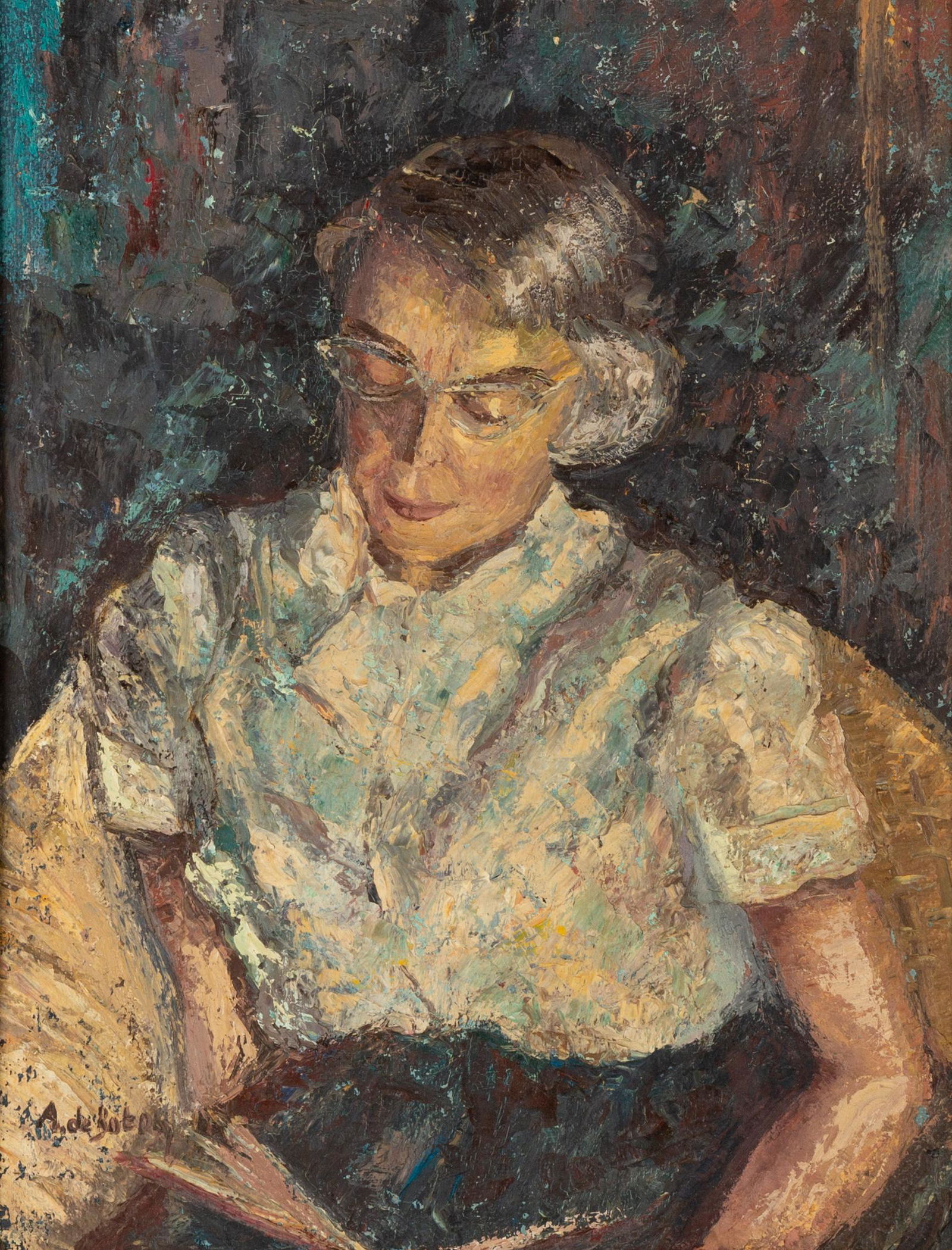 Alice de Boton (Israeli/American, 1906-2010) Portrait of a Woman: Alice de Boton (Israeli/American, 1906-2010) Portrait of a Woman Oil on masonite. Signed 'A. de Boton' (lower left). 22 1/4 x 17 in.
