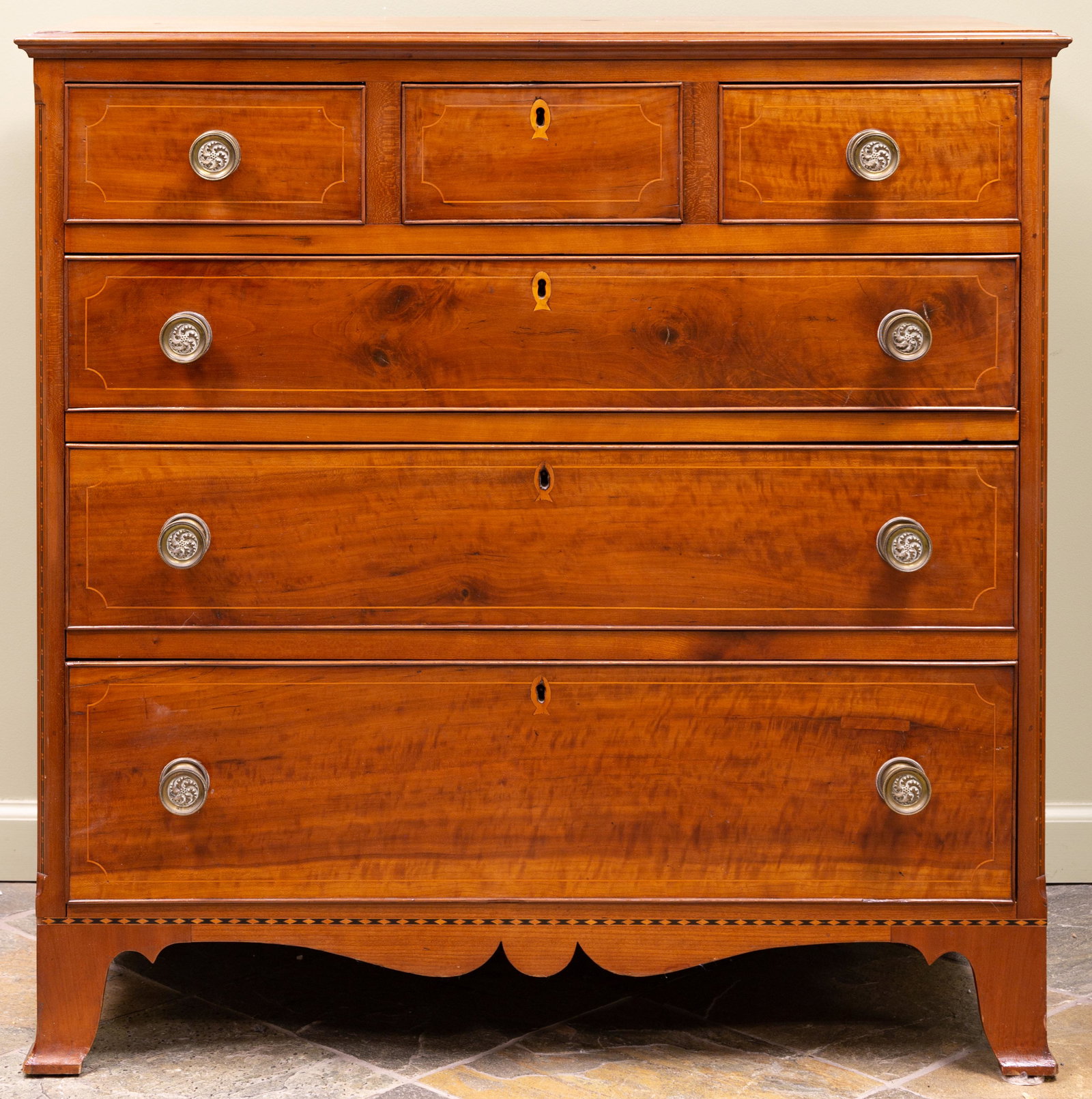 New England Hepplewhite Figured Cherry Chest (1 of 3)
