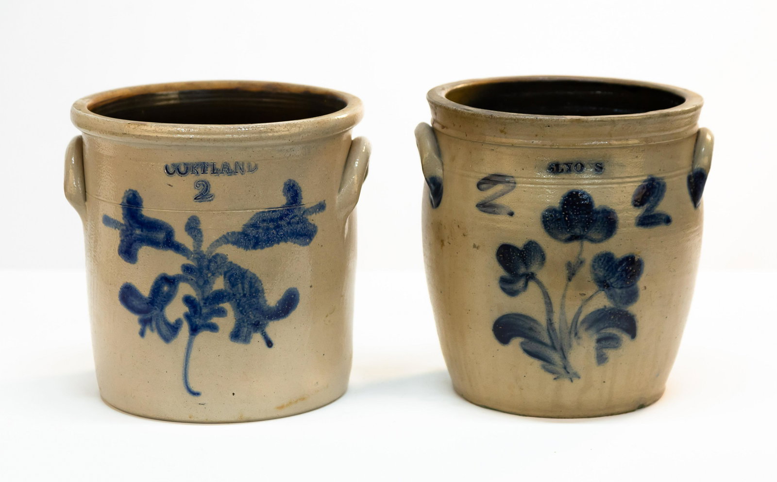 Cortland & Lyons, New York 2 Gallon Stoneware Crocks (1 of 1)