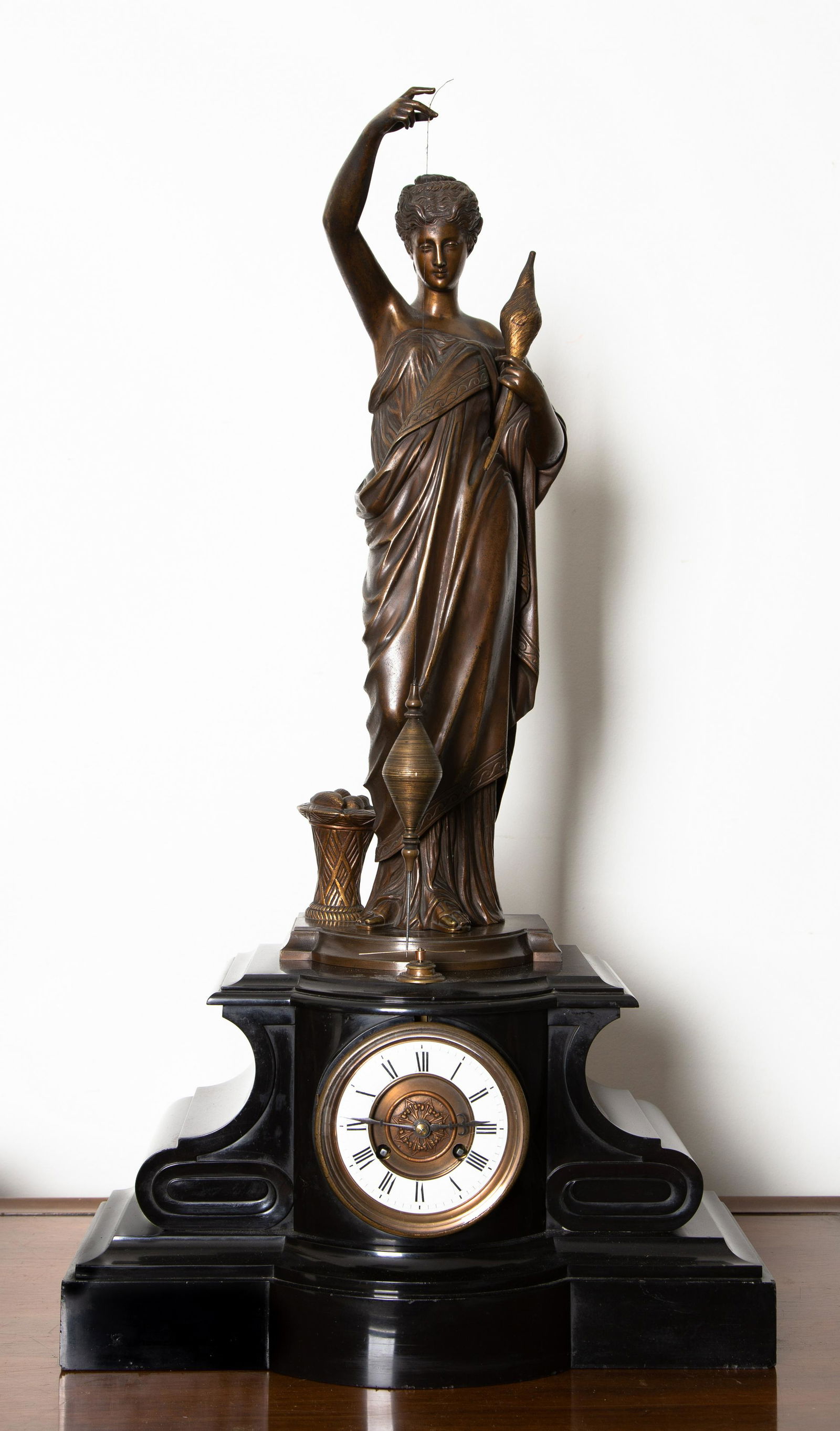 Rare French Conical Pendulum Mystery Clock, in the form of a Weaver (1 of 2)