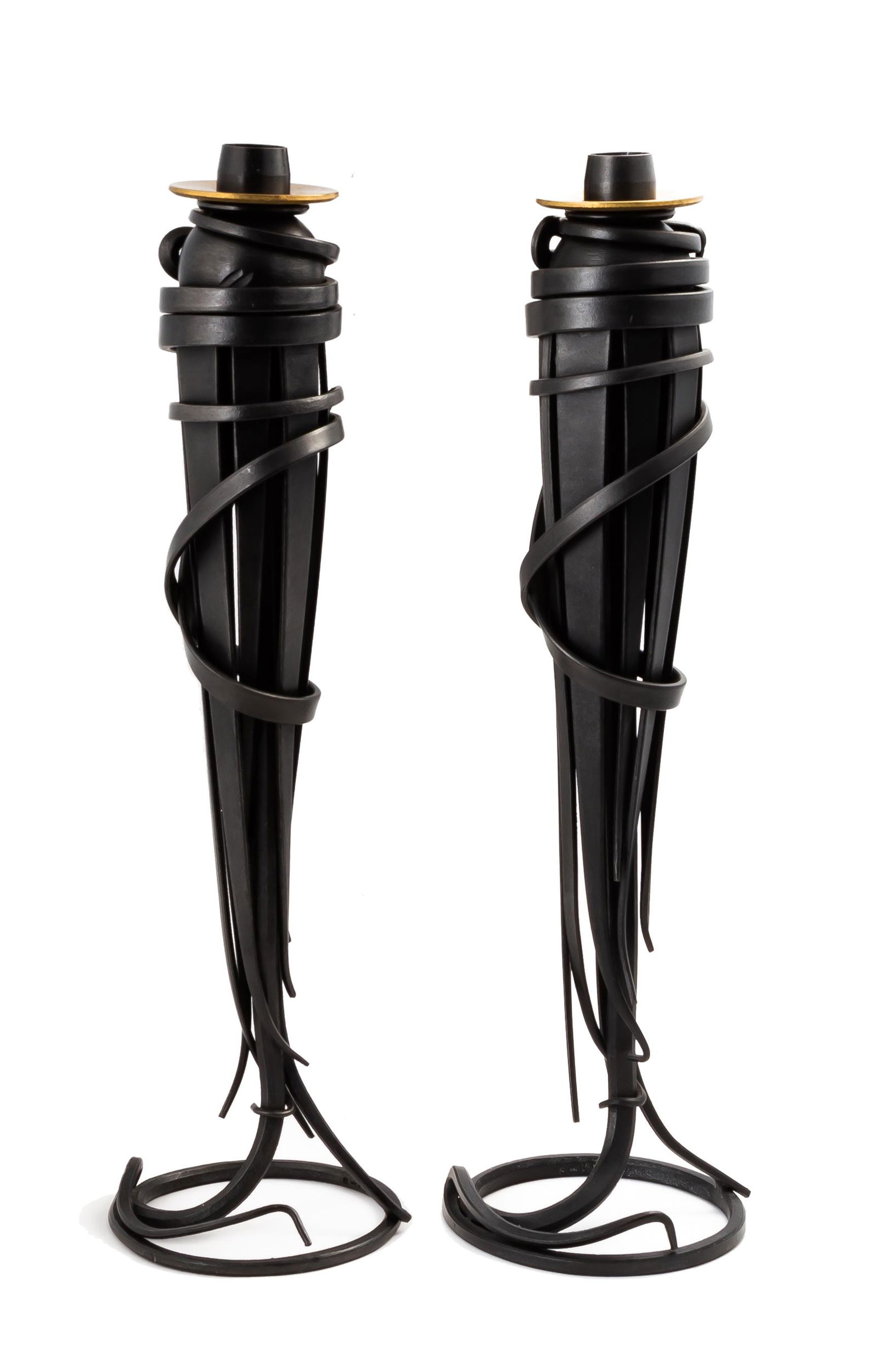 Albert Paley (American, b. 1944) Candlesticks: Albert Paley (American, b. 1944) Candlesticks Painted steel. Signed 'Albert Paley' and dated. Ht. 15 3/8 in.