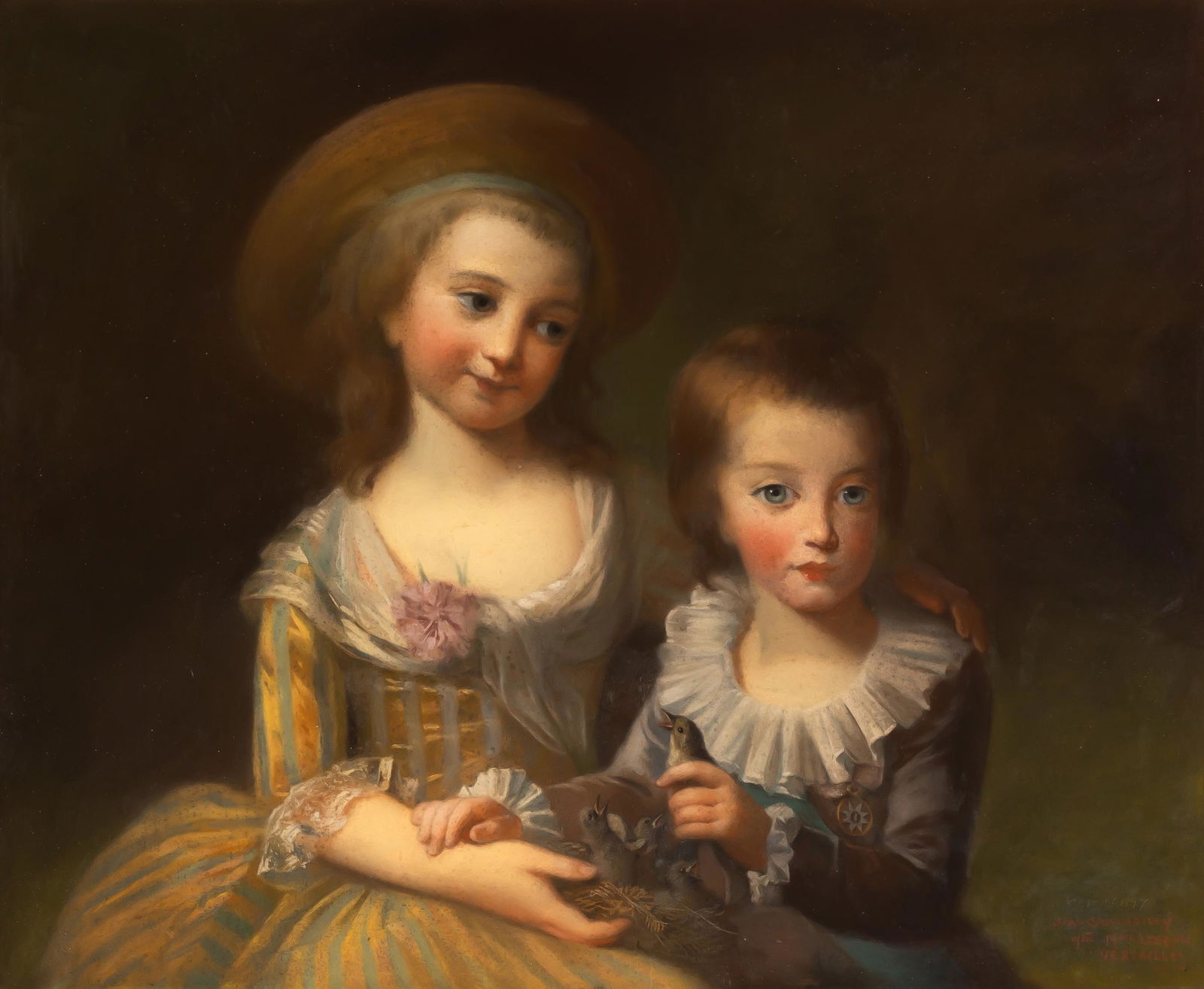 James Wells Champney (American, 1843-1903) Portrait After Le Brun: James Wells Champney (American, 1843-1903) Portrait of Madame Royale and Louis Joseph, Dauphin of France, After Lebrun Pastel on paper. Signed (lower right). Portrait of Madame Royale and Louis Joseph