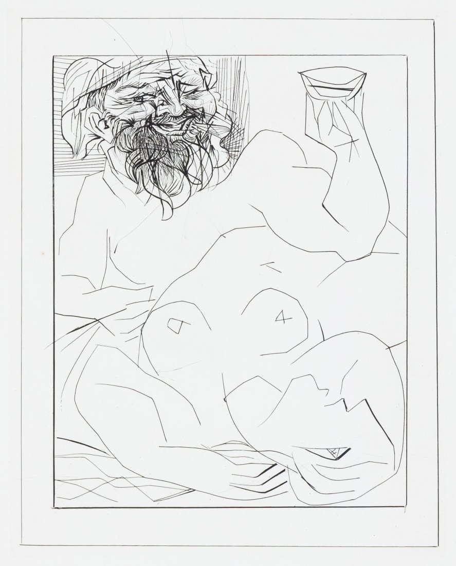 Pablo Picasso (Spanish, 1881-1973) Bacchus et Femme Nue Etendue (1 of 2)