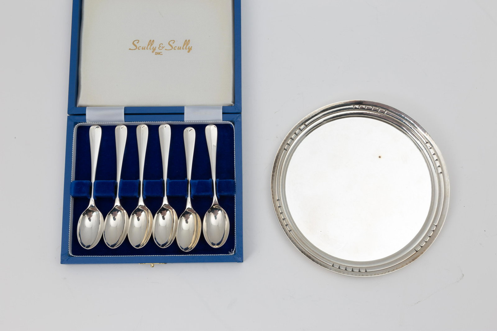 Georg Jensen Sterling Silver Tray & Six English  Sterling Silver Demitasse Spoons (1 of 2)