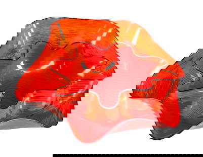 Dale Chihuly (American, b.1941), "Roman Red Seaform Pair", 2006: Dale Chihuly (American, b.1941), "Roman Red Seaform Pair", 2006 Blown glass, from Chihuly's Seaforms series, with original box and display case. Inscribed Chihuly PP06. Max Ht. 10 1/2 x W 5 1/2 in. Da