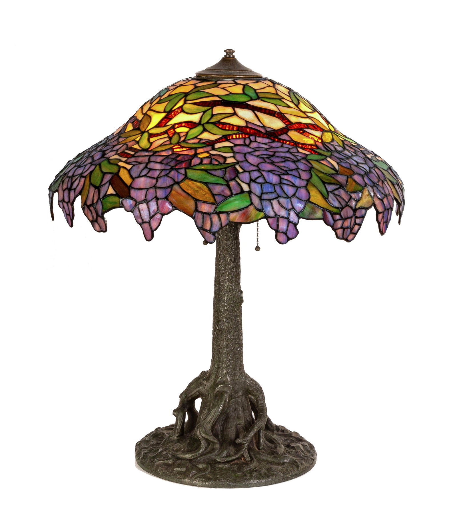 Attributed to Revere Brass and Slag Glass Lamp (1 of 2)