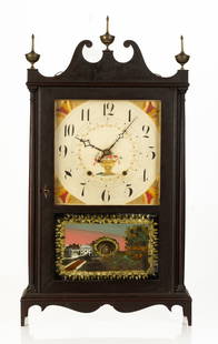 Seth Thomas Pillar and Scroll Shelf Clock: Seth Thomas Pillar and Scroll Shelf Clock Seth Thomas Clock Company Plymouth, Connecticut. Circa 1830, mahogany case, original painted wood dial and tablet. 30-hour time and strike. Patent clock