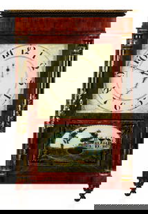 Spencer Hotchkiss & Co. Shelf Clock: Spencer Hotchkiss & Co. Shelf Clock Spencer Hotchkiss & Co. Salem Bridge, Connecticut. Circa 1835. Mahogany case with paw feet. Original glass, hands, and weight. 8-day brass time piece movement. Acco