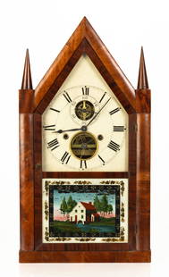 Rare Silas B. Terry Balance Wheel Steeple Clock: Rare Silas B. Terry Balance Wheel Steeple Clock Terryville, Connecticut. Circa 1845. Figured mahogany case, original painted wood dial, old tablet, possibly original. 30-hour brass movement. Balance