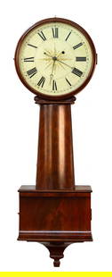 Joseph Nye Dunning Timepiece: Joseph Nye Dunning Timepiece Burlington, Vermont. Circa 1830. Serpentine mahogany case, original painted metal dial. Earliest brass Dunning movement. Catalog Note: Floral design on dial center appears