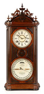 Ithaca Calendar Clock Co. No. 5 Emerald: Ithaca Calendar Clock Co. No. 5 Emerald Ithaca Calendar Clock Co. Ithaca, New York. Circa 1880. Walnut case with original finish. Original rollers and pendulum. 8-day time only, calendar movement.