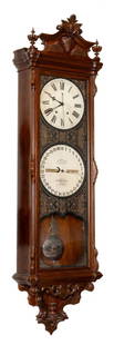 Ithaca Calendar Clock Co. "No. 1 Regulator" Sweep Second: Ithaca Calendar Clock Co. "No. 1 Regulator" Sweep Second Ithaca, New York. Circa 1880. Walnut case, old patina and finish. Original paper dials, nickel plated pendulum. 8-day time only, calendar movem