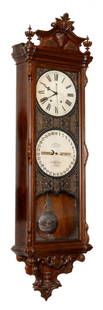 Ithaca Calendar Clock Co. "No. 1 Regulator" Sweep Second: Ithaca Calendar Clock Co. "No. 1 Regulator" Sweep Second Ithaca, New York. Circa 1880. Walnut case, old patina and finish. Original paper dials, nickel plated pendulum. 8-day time only, calendar