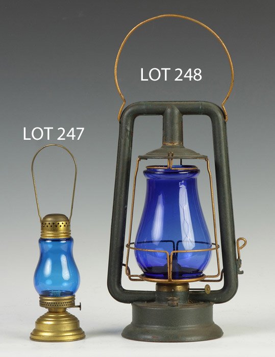 C.T. Ham Mfg. Co. Rochester, NY, Kerosene Lantern: C.T. Ham Mfg. Co. Rochester, NY, Kerosene Lantern w/Cobalt Shade.No. 0 Clipper. Ht. 13 1/2"