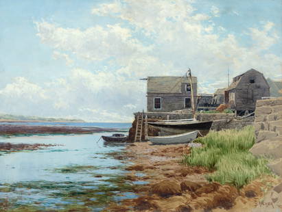 Alfred Thompson Bricher (American, 1837-1908) Rocky Shore, Shelter Island, Maine: Alfred Thompson Bricher (American, 1837-1908) Rocky Shore, Shelter Island, Maine Watercolor on paper. Signed 'A. T. Bricher' (lower right). Sight: 17 3/4 x 23 1/4 in. Alfred Thompson Bricher