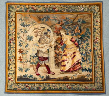 French Aubusson Tapestry of Mercury / Hermes: French Aubusson Tapestry of Mercury / Hermes 19th / 20th century. 5 ft. 8 in. x 5 ft. 9 in.