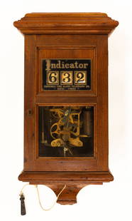 Gamewell Fire Alarm Telegraph Co. Indicator: Gamewell Fire Alarm Telegraph Co. Indicator Movement marked 316. Case Marked 24.1 OHMS. Case #36. With key wind and pull cord. Max Ht. 27 in.