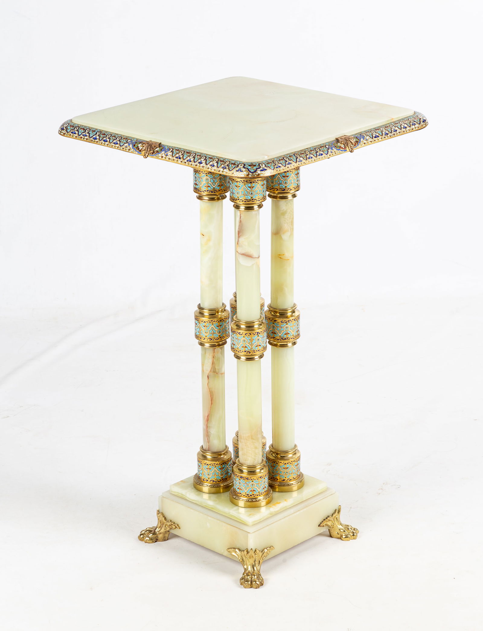 French Onyx and Champleve Enamel Pedestal (1 of 3)