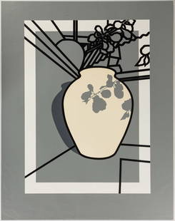 Patrick Caulfield (British, 1936-2005) "White Pot": Patrick Caulfield (British, 1936-2005) "White Pot"Screenprint. Pencil signed 'Patrick Caulfield' (lower right) and numbered '66/76'.37 1/4 x 29 1/2 in.ProvenanceProperty of The Everson Museum, sold