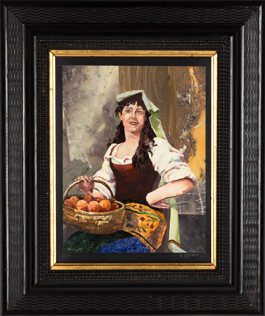 Bruno Lastrucci (Florence, 1943-2021) Pietra Dura Portrait of a Woman (1 of 3)