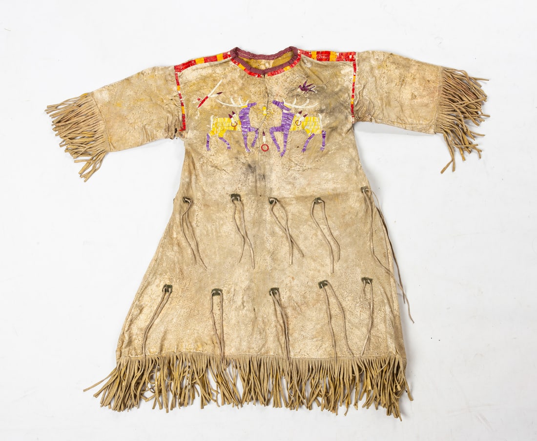 Sioux Elk Dreamer's Society Quilled Hide Girl's  Dress (1 of 4)