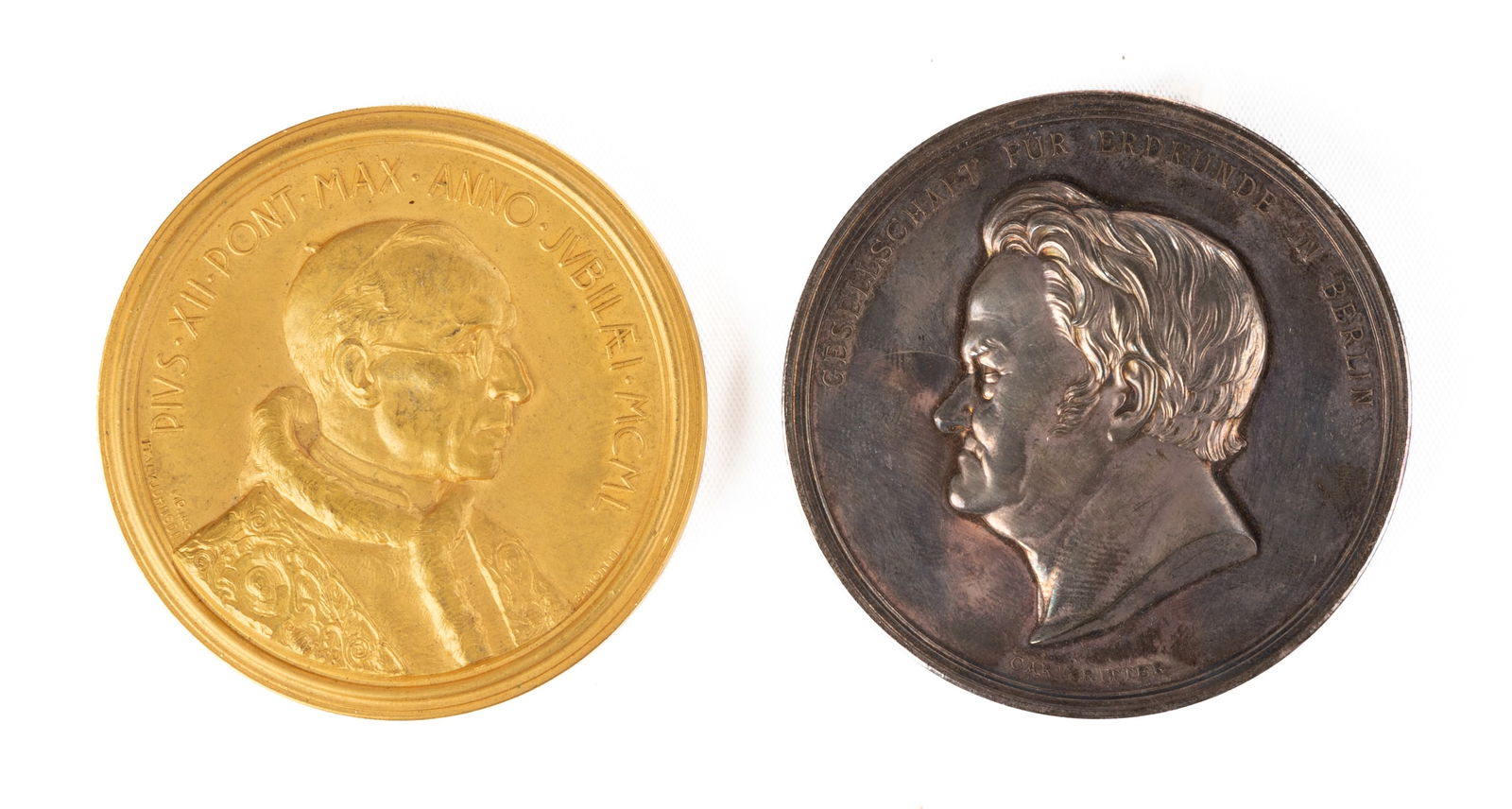 Carl Ritter Silver Medal & Vatican Anniversary Medal of Pope Pius XII (1 of 3)