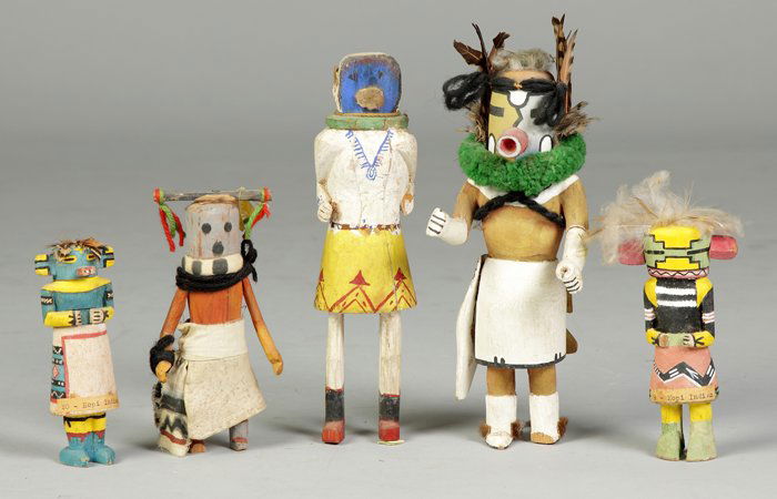Group of Kachina Dolls: Group of Kachina Dolls. Hand painted. Max. Ht. 9".