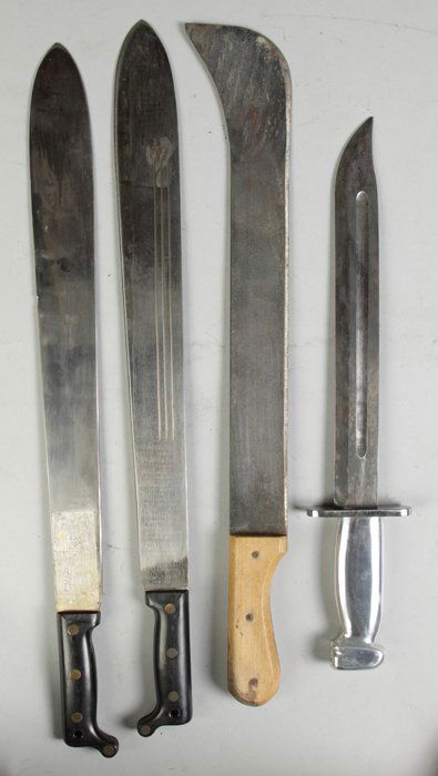 4 Machetes: 4 Machetes. 1 w/skull handle. Max L 25".