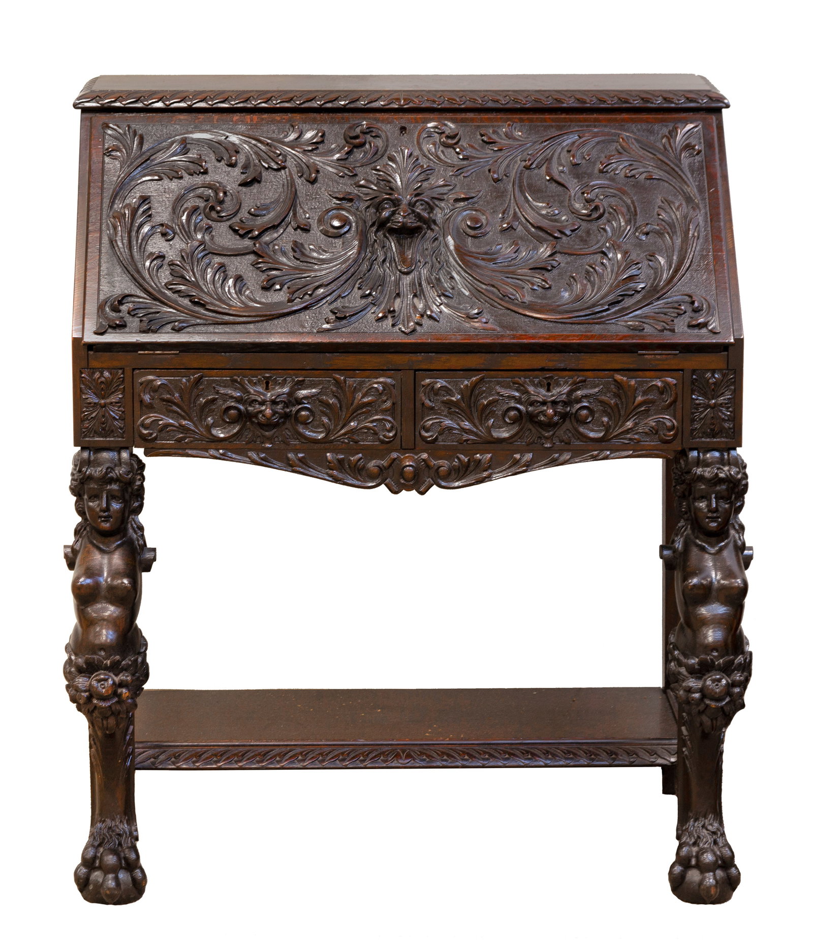 American Oak Drop Front Desk (1 of 5)