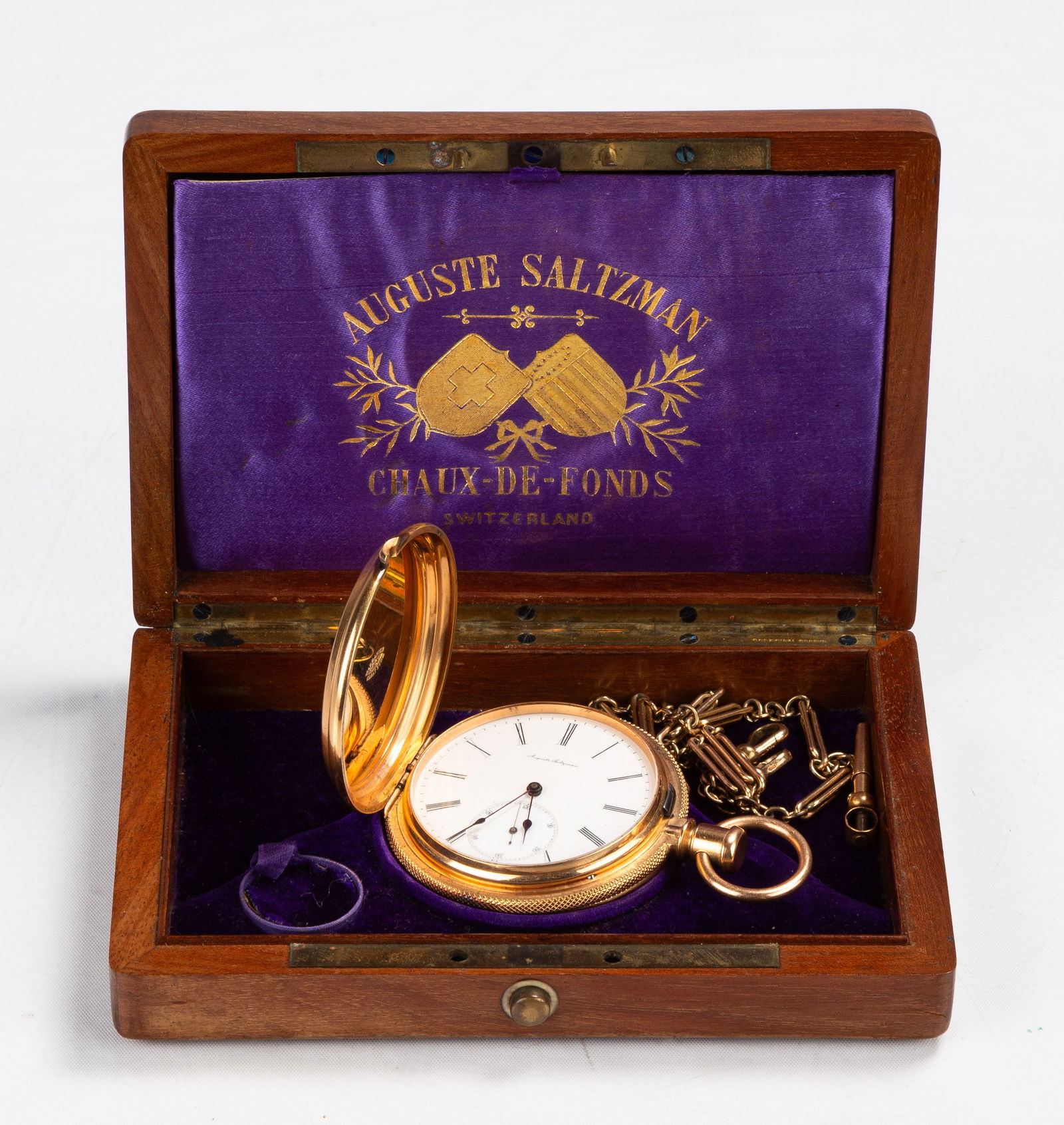 August Saltzman 18K Gold Hunter Case Pocket Watch (1 of 12)