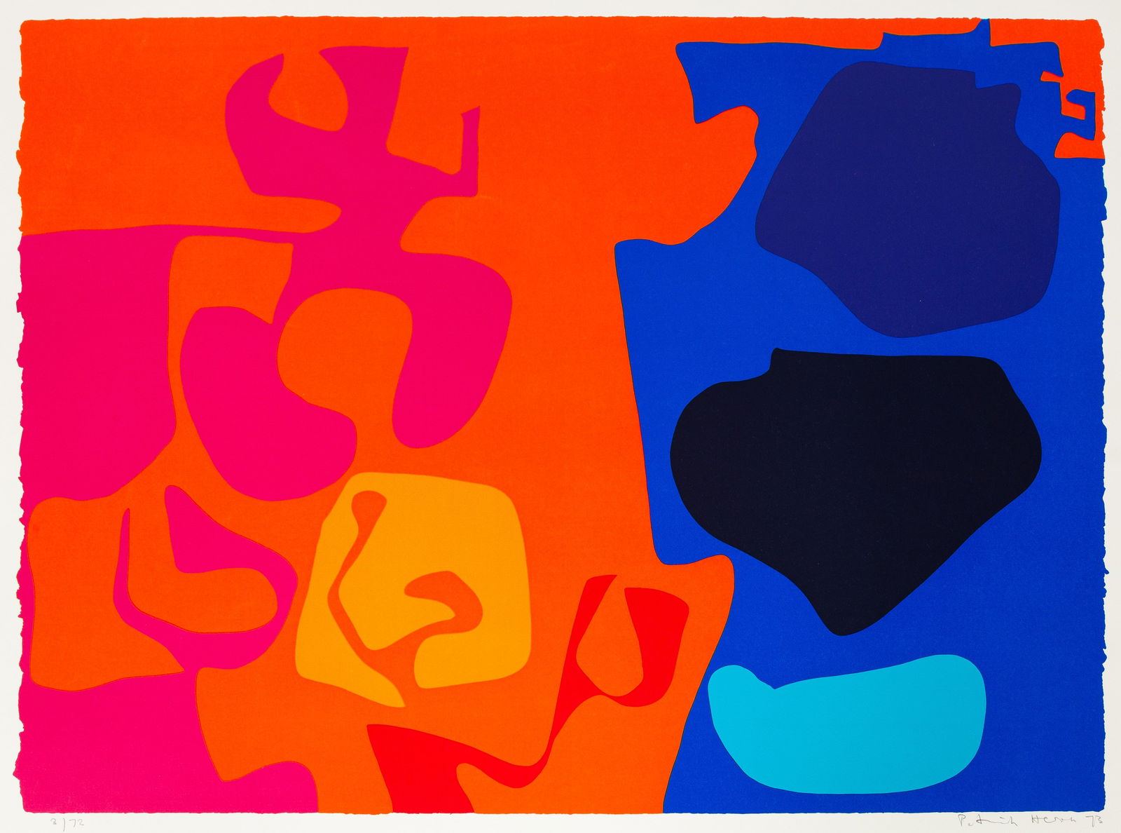 Patrick Heron (1920-1999) "January 1973: 8": Patrick Heron (1920-1999) "January 1973: 8" 1973. Screenprint on paper. Signed 'Patrick Heron' (lower right) and numbered edition '3/72'. 27 x 36 in. Provenance: Property of The Everson Museum, sold t